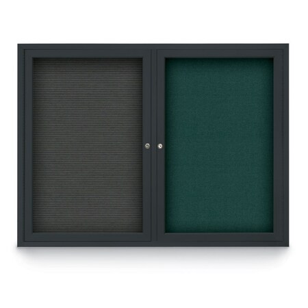 United Visual Products Corkboard, Rubber, 1 Door, 48 x 48" UV3035-SATIN-RUBBER